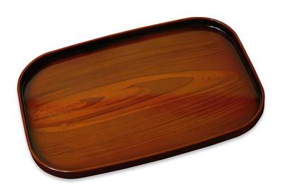 TATSU-CRAFT Pitatto Wood Grain Finish Tray, 36cm, with Non-Slip Surface, Brown, Teak Wood Grain, Stylish Non-Slip Plastic Tray, Available In Large