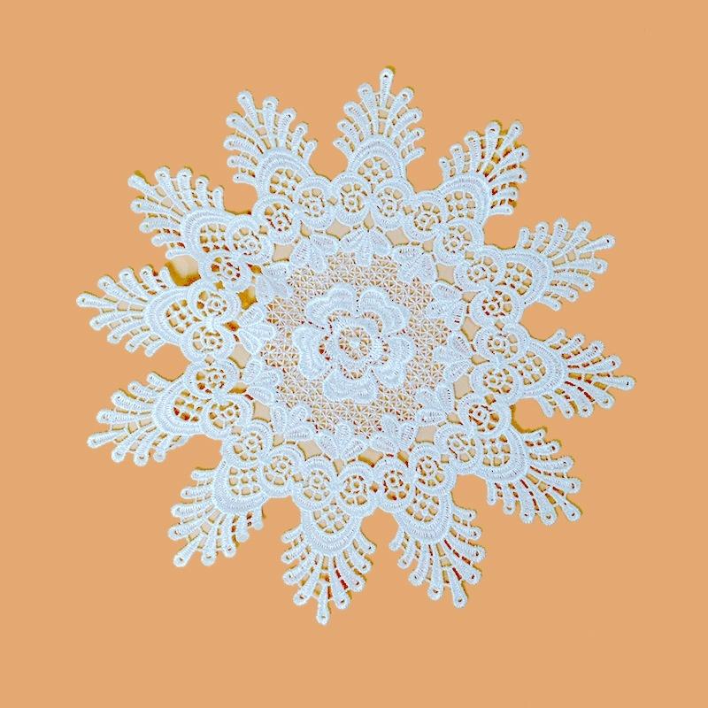20cm Cotton Crochet Table Placemat French Embroidered Lace Coaster Cloth Coffee Mug Dining Mat Pad Wedding Banquet Home Decor