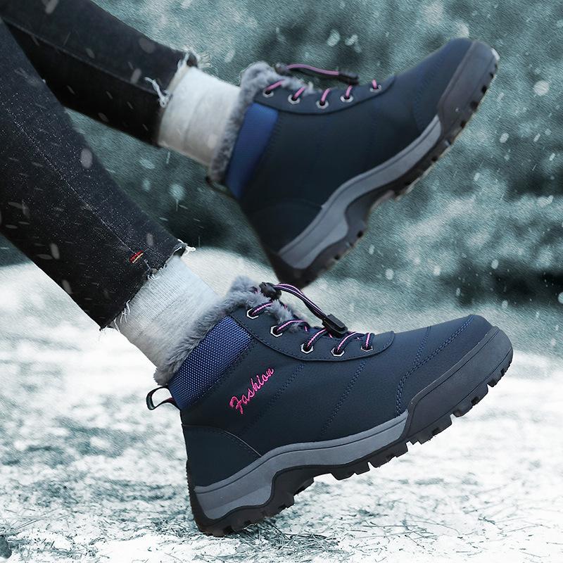Women's Winter Snow Boots Plush Warm Cotton Shoes Wear-resistant Large Size Windproof Sports Outdoor Elastic Short Boots Women's Boots
