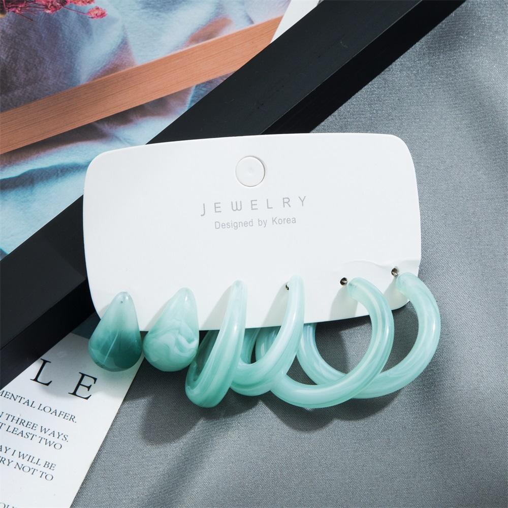 Retro Temperament Resin Earrings Pure Color Simple Earrings 6-piece Set of Geometric Gentle Simple Earrings