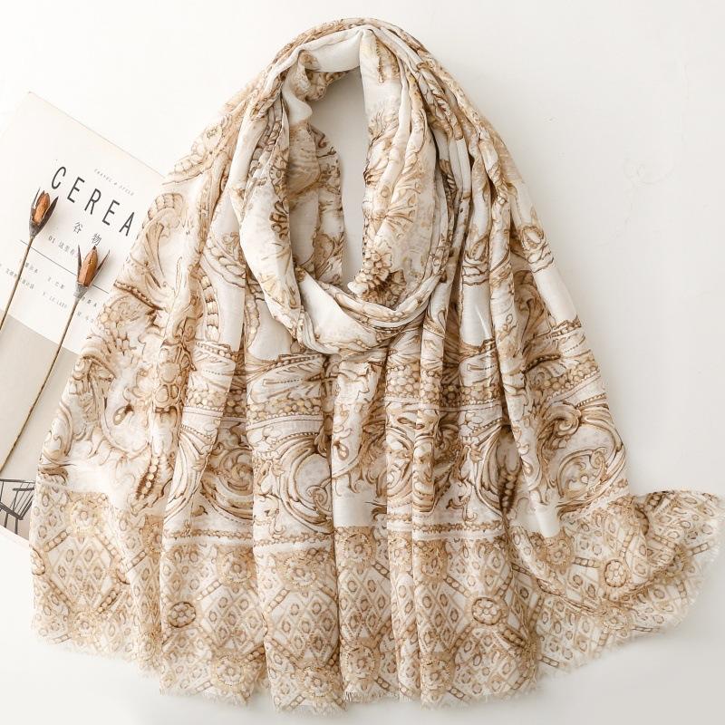 Retro Bohemian Styles Women Scarf Summer Beach Shawl Cotton Linen Feeling Tassel Pashmina Muslim Hijab Wrap Lady Viscose Scarf