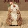 Animal Ornament Bunny Figurines Christmas Holiday Tree Creature Ornament Handmade Woodland Straw Decorative Set Natural Wooden for Home Decor