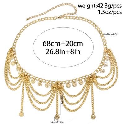 Fashion Body Jewelry Metal Body Chain Silver Gold Pearl Tassel Waist Chain Belt Heart Women