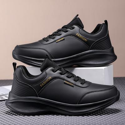 Herbst und Winter vielseitige schwarze Schuhe neue Leder-Sneaker wasserdicht und rutschfest Laufschuhe Freizeitschuhe Reiseschuhe