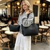 Borsa Tote in Pelle Nera con Pochette, Borsa a Mano di Grande Capacità Borse a Spalla per Donne Lavoro, Viaggio, Uso Quotidiano Borsa da Pendolare