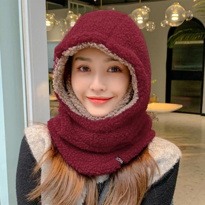 3-in-1 Women Hat Thick Fleece Hat with Ear Flaps Facemask Outdoor Hat Furry Caps Windproof Hat Hiking Running Headwear