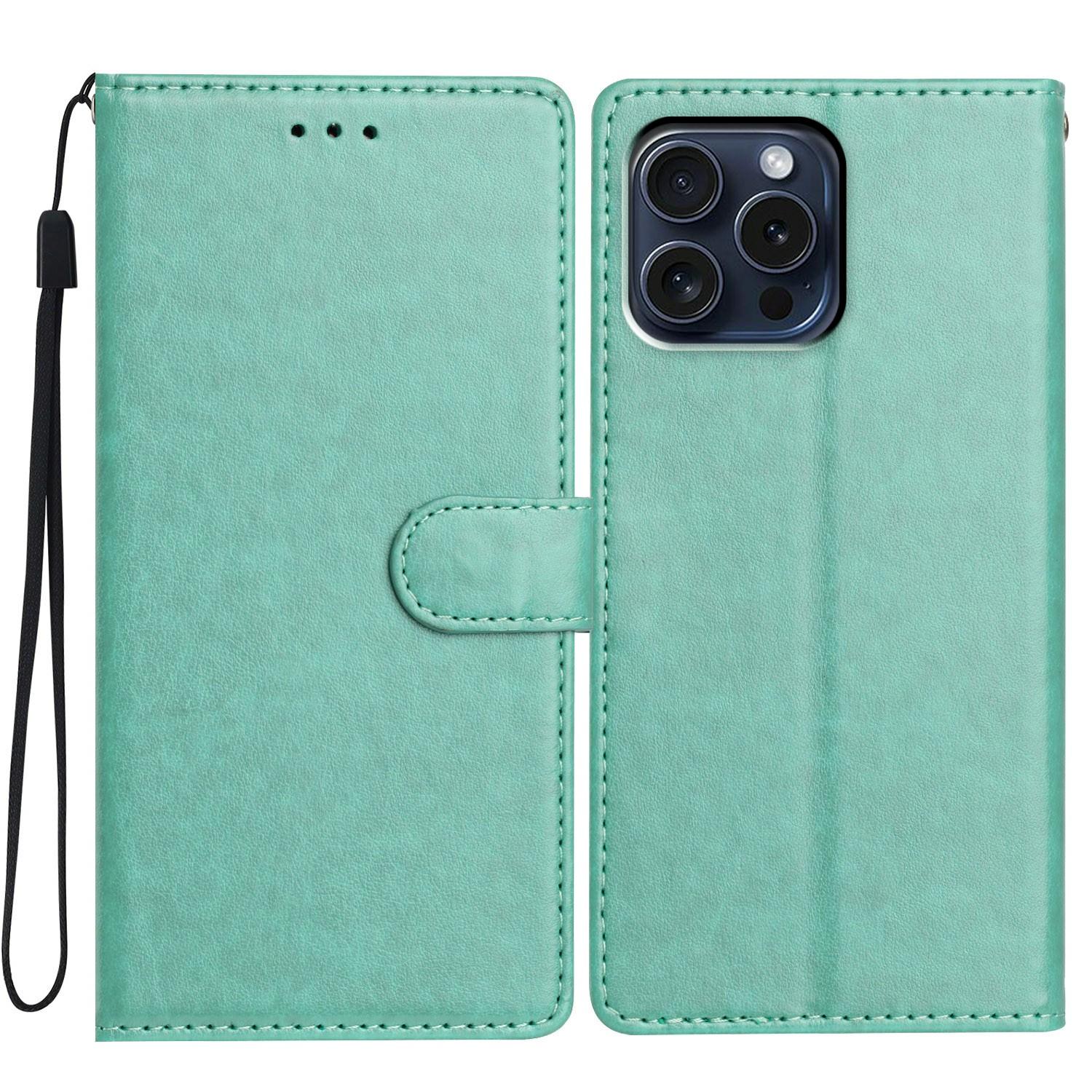 

For iPhone 13 Pro Leather Phone Case Wallet Stand Cover with Handy Strap G