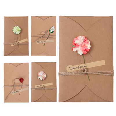 DIY Paper Dry Flower Wedding Party Invitation Greeting Card with Envelope
