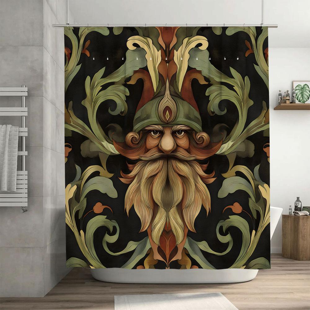Luxurious Green Floral Shower Curtain: Decorate Your Bathroom with this Beautiful Fabric Print featuring a Stately Figure