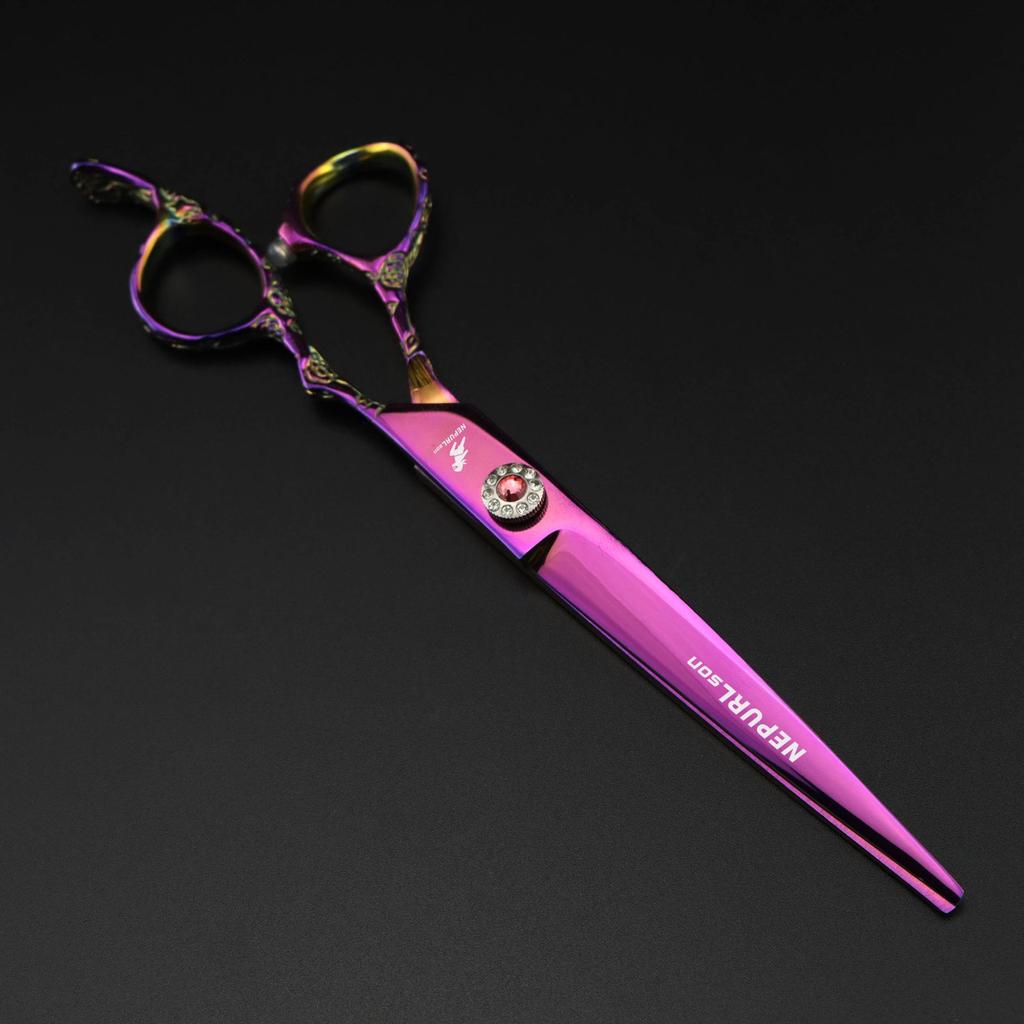 7.0 Inch, Pink, Plum Blossom Handle Personalized, Hair Scissors, Pet Scissors