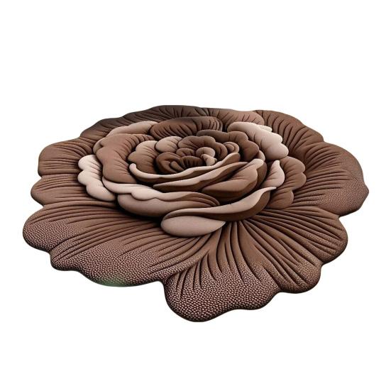 Floral Plush Floor Mat 3D Realistic Flower Design Non-Slip Absorbent Bath Mat Quick-Dry Bathroom Rug for Bedroom Entryway Vanity Area