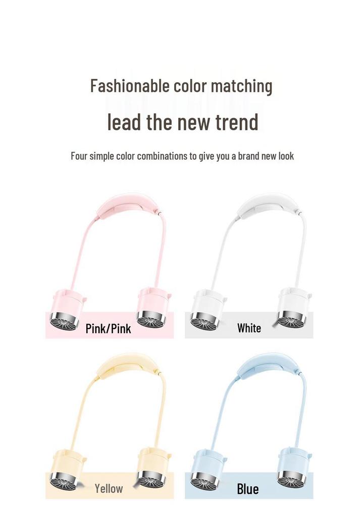 USB Rechargeable Neck-Hanging Portable Fan with Multi-Gear Settings