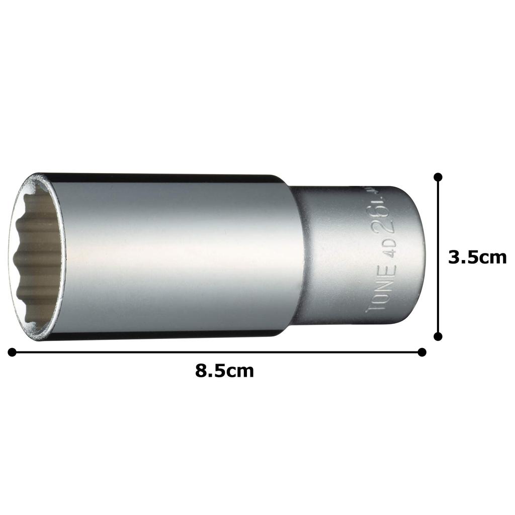 Tone Deep Socket 26mm Width HP4D-26L (12-Point), 12.7mm (1/2") Drive,