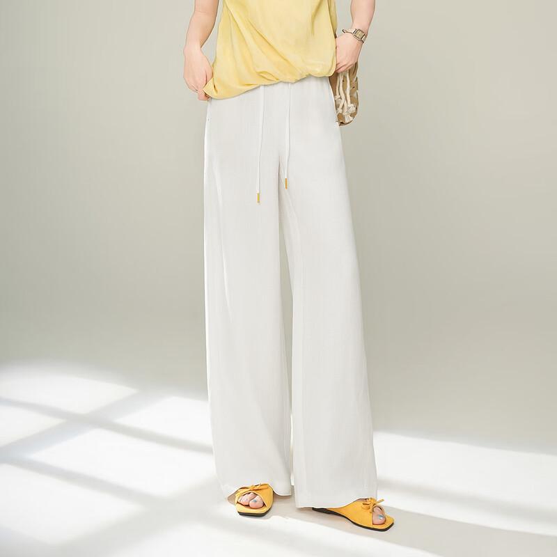 Women's Tencel Linen Straight Leg Drawstring Casual Pants