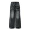 Mens Baggy Straight Leg Jeans Vintage Wash Distressed Punk Style Casual Denim Pants