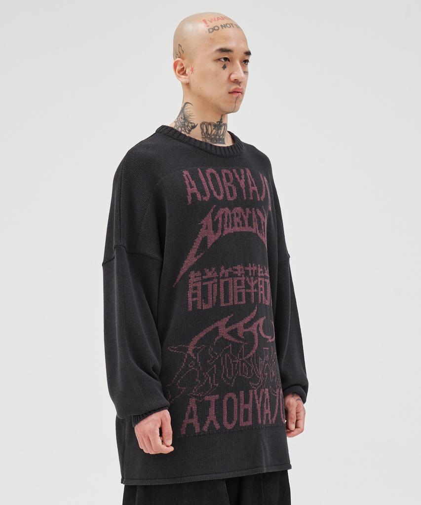 AJOBYAJO Total Logo High-Twist Yarn Sweater [Charcoal]