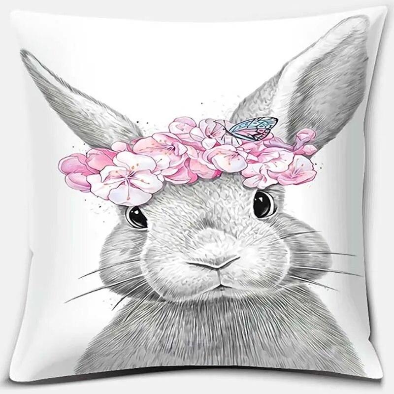 Cute Rabbit Series Pattern Pillowcase Square  Home Office Decoration