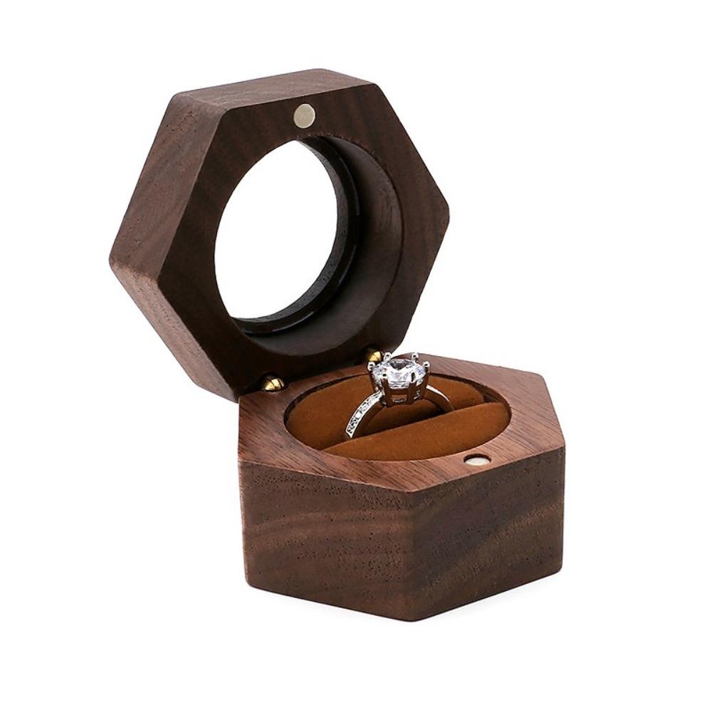

Transparent Window Wooden Ring Box Single Slots Ring Bearer Box Marriage Anniversary