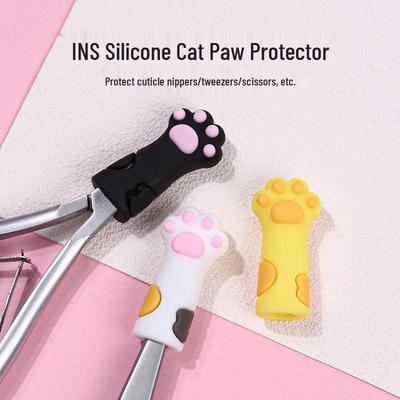 Niedliches Katzenpfoten-Silikon-Nagelhautzange & Pinzetten-Abdeckung - Anti-Fall Maniküre-Werkzeug