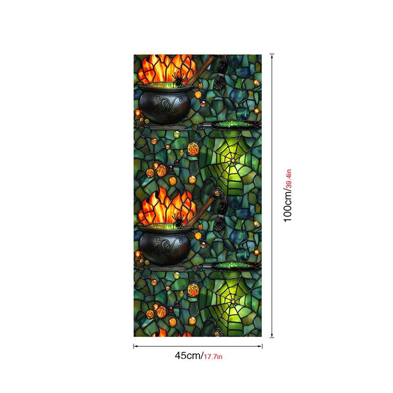 Halloween Theme Window Film PVC Stained Glass Films Door Window Stickers Home Bathroom Balcony Office Party Decor Privacy Film