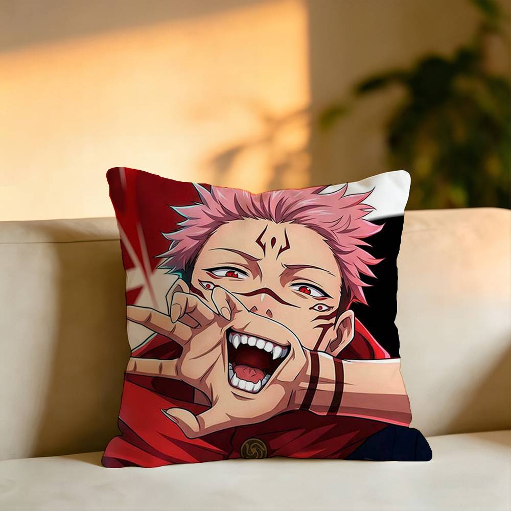 Hot Anime Character Yuji Itadorii Square DoubleSided Printed Pillow Case Bedroom Bedside Pillow Sofa Cushion Cover