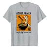 Goose Eating RaUnisex Noodle Bowl Orange Frame Japanese Character Graphic Cotton Tshirt Funny Food Meme Retro Streetwear Unisex Top