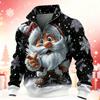 Men's Casual Zip-Up Stand Collar Long Sleeve Sweatshirt for Christmas