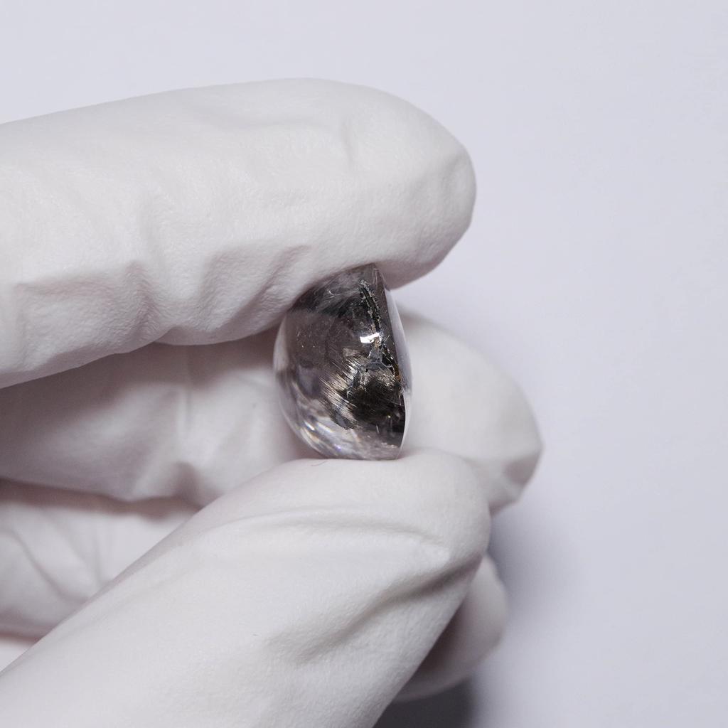 Stone Natural Mineral Rutile in Quartz Inclusion 19x14x9mm [N2 Natural] (Rutilated Quartz) / (5 "One-of-a-kind" Approx. 19.1ct, Origin Brazil)