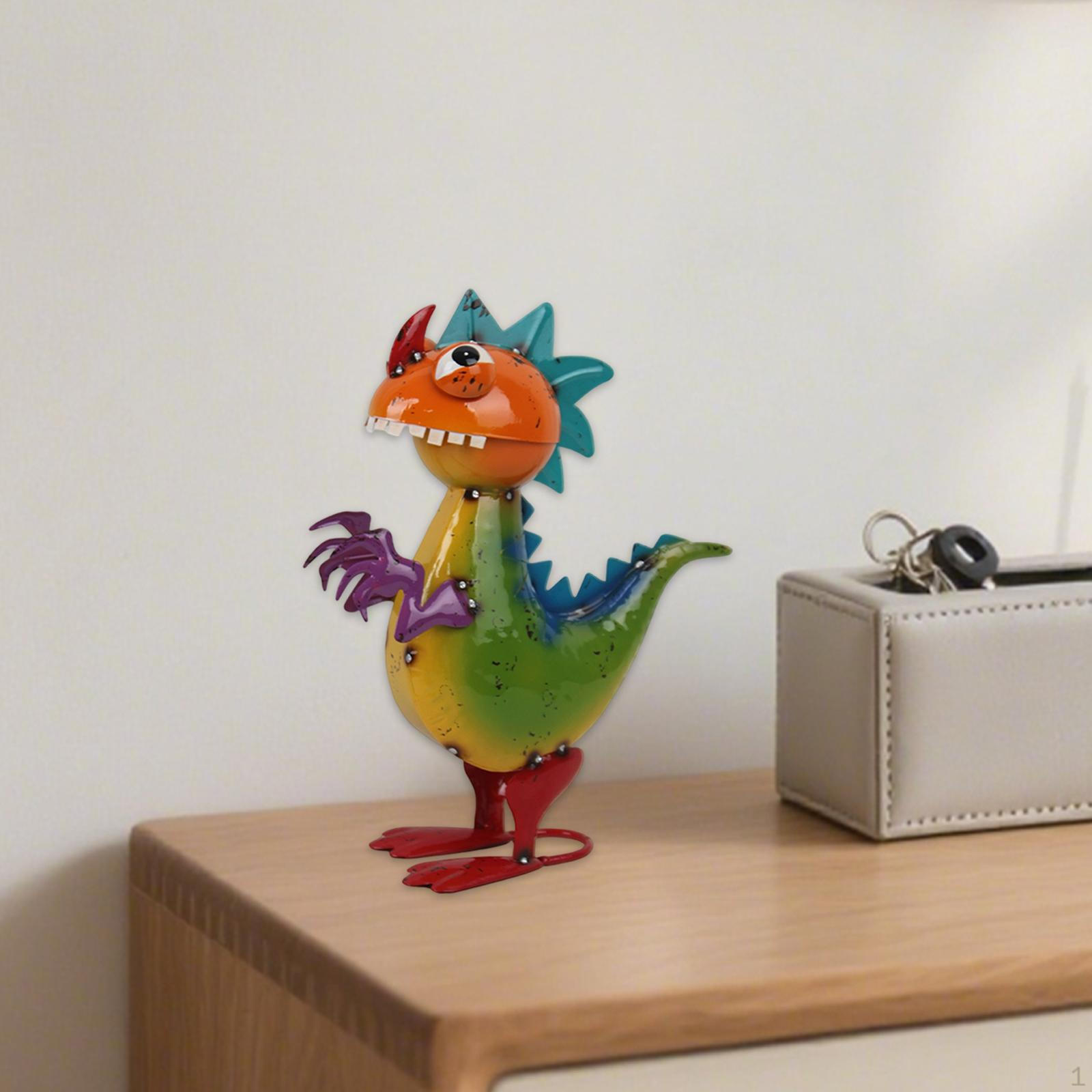 

Железная статуя динозавра Внутреннее наружное украшение Ручная работа для декора газона, патио Декоративное