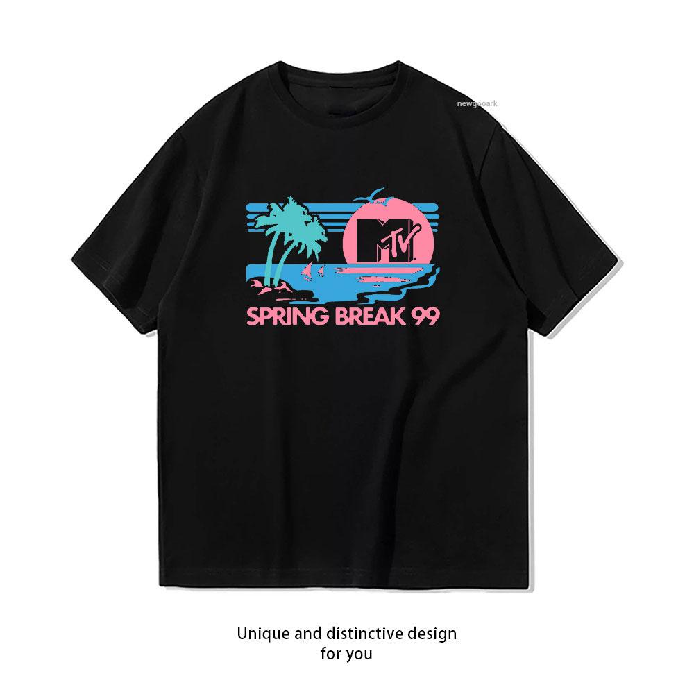 

MTV Pastel Colors Beach Spring Break 99 Classic TShirt Women Unisex Casual cotton printed t shirts streetwear tee Shortsleev 3XL