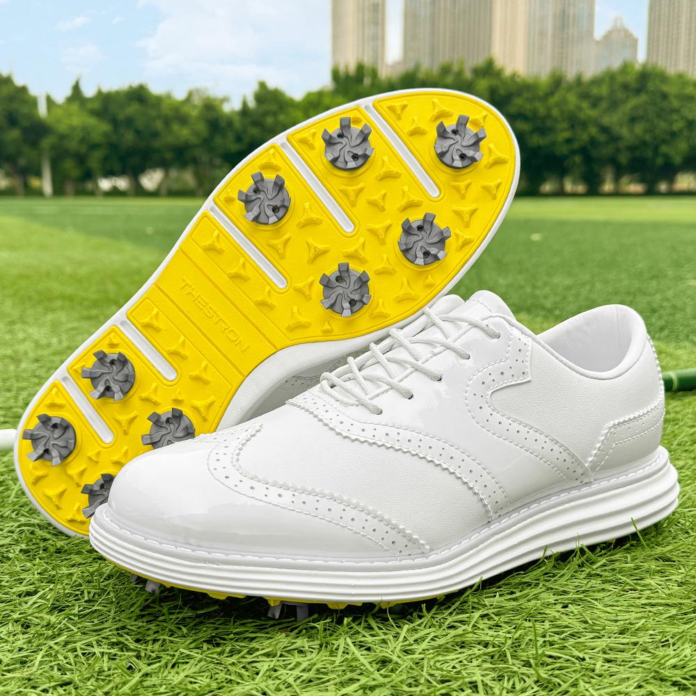 Scarpe da Golf da Uomo Professionali con Tacchetti Impermeabili Microfibra Anti-Collisione Punta Scarpe Sportive da Competizione Esterna Scarpe da Golf da Uomo