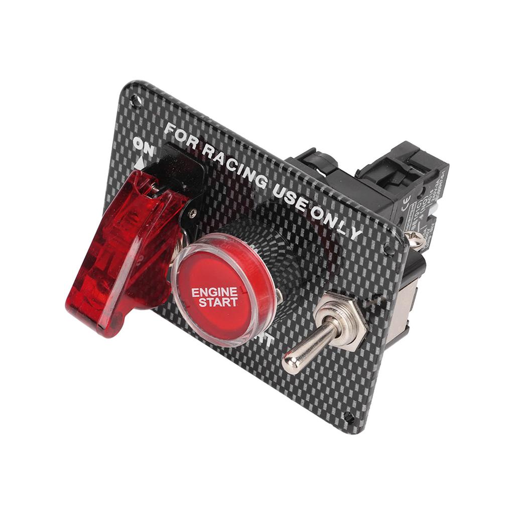 Universelles Zündschalterpanel im Carbonfaser-Stil 12V Aluminiumlegierung Motorstart-Druckknopf für