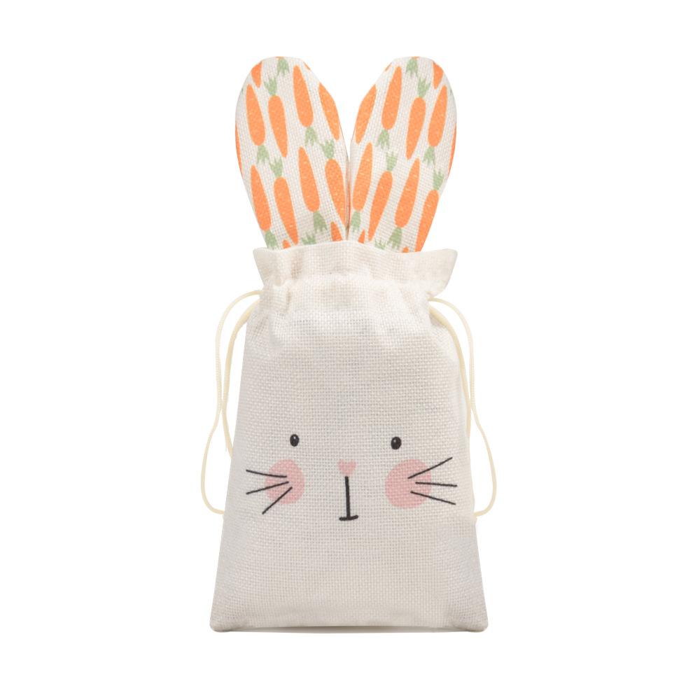 10pcs Gift Bag Rabbit Ear Linen Drawstring Bag Creative Easter Birthday Decoration Storage Bag Drawstring Bags
