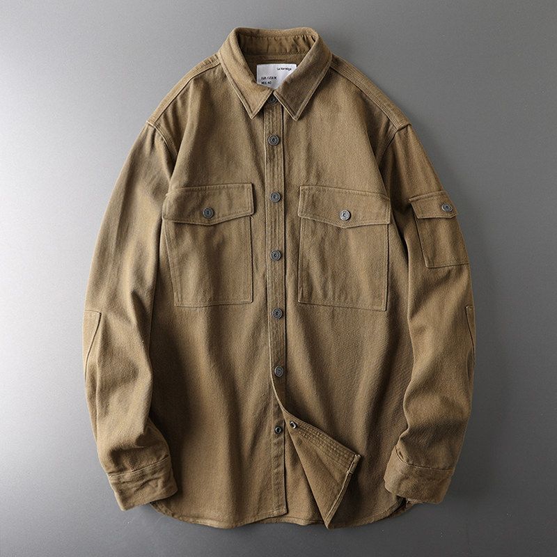 Export Original Tail Order American Retro Workwear Shirt Men s Coat Plus Size Men s Clothing Men Heavy Weight Amekaji Shirt Army Green XL
