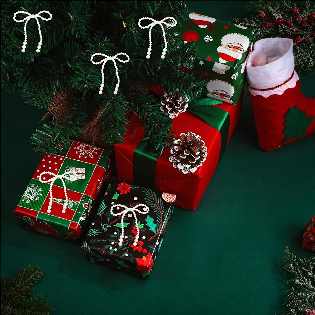 12pcs Elegant Bow for Christmas Tree Decoration,Twist Tie Bows for Wreaths,Gift Wrapping, Wedding Decor,Christmas Decorations