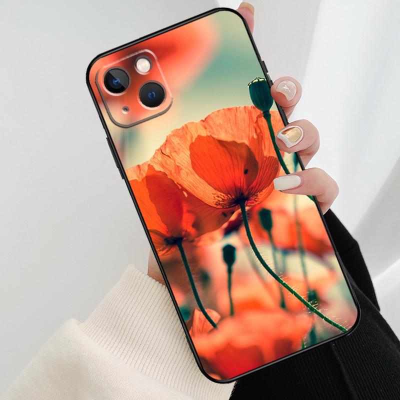 Red Corn Poppy Flower Phone Case For iPhone 17 Pro Max 16 15 14 11 12 13 Pro Max mini 15 16 Plus 16e 17 Air Cover