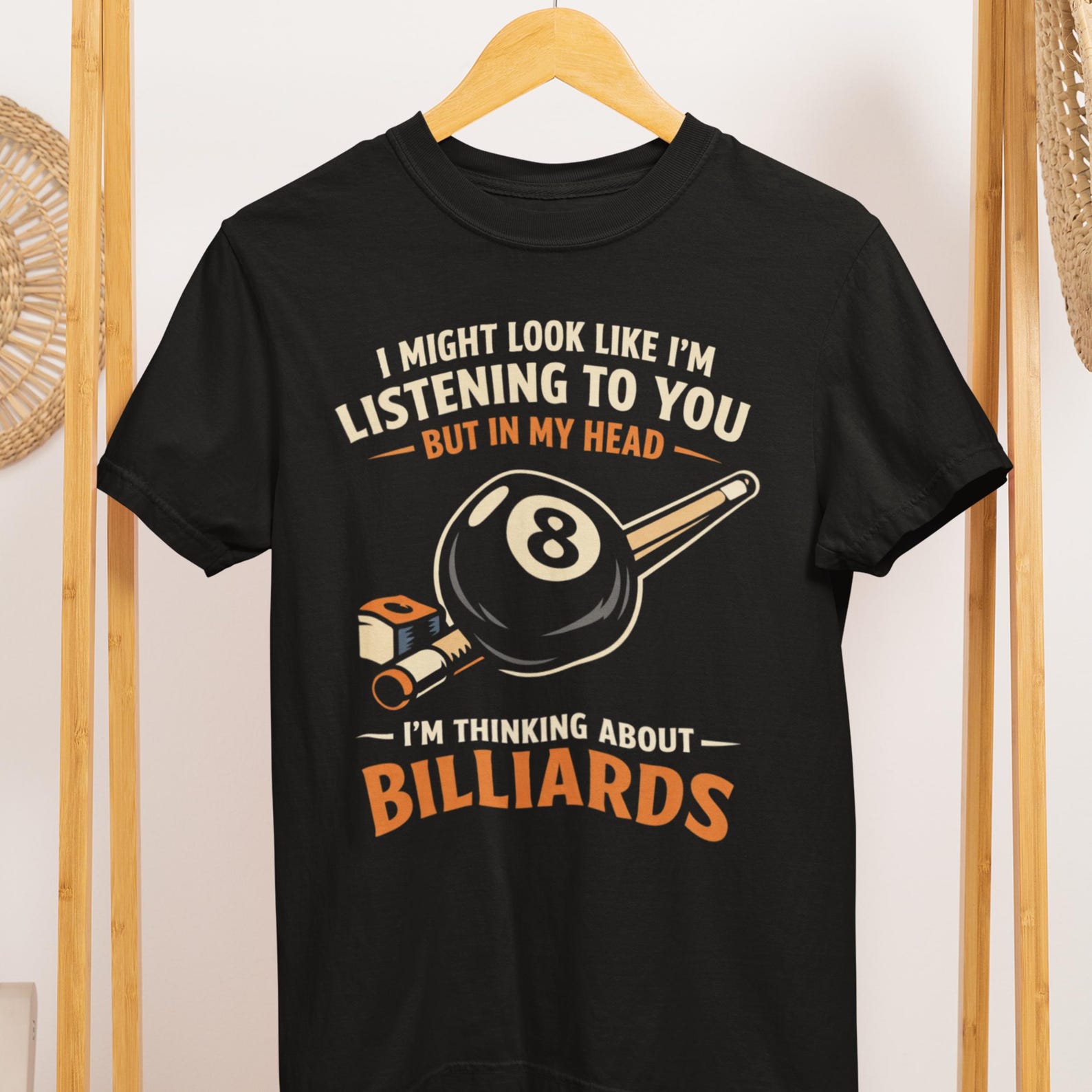 Funny Billiards T-Shirt: Thinking About Pool Player Gift XL