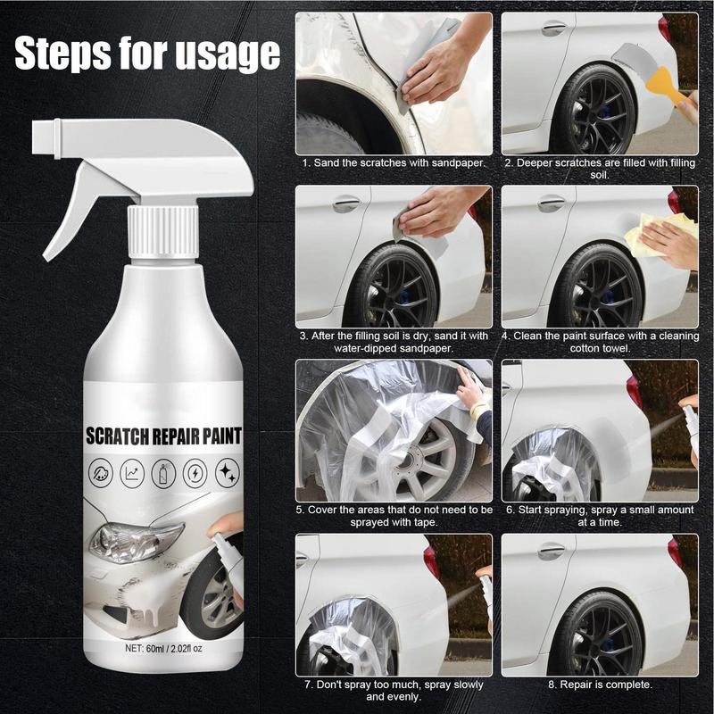 Scratch Repair Spray Black & White Portable Car Polishing Spray Deep Scratch Repairing Wax Scratch Remover Polishing Paint