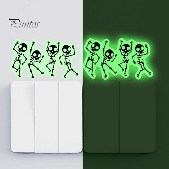 Luminous Skeleton Decals for Light Switches Halloween Switch PVC Sticker, Glow in The Dark Horror Theme Room Accessories Decal, Wall Sticker