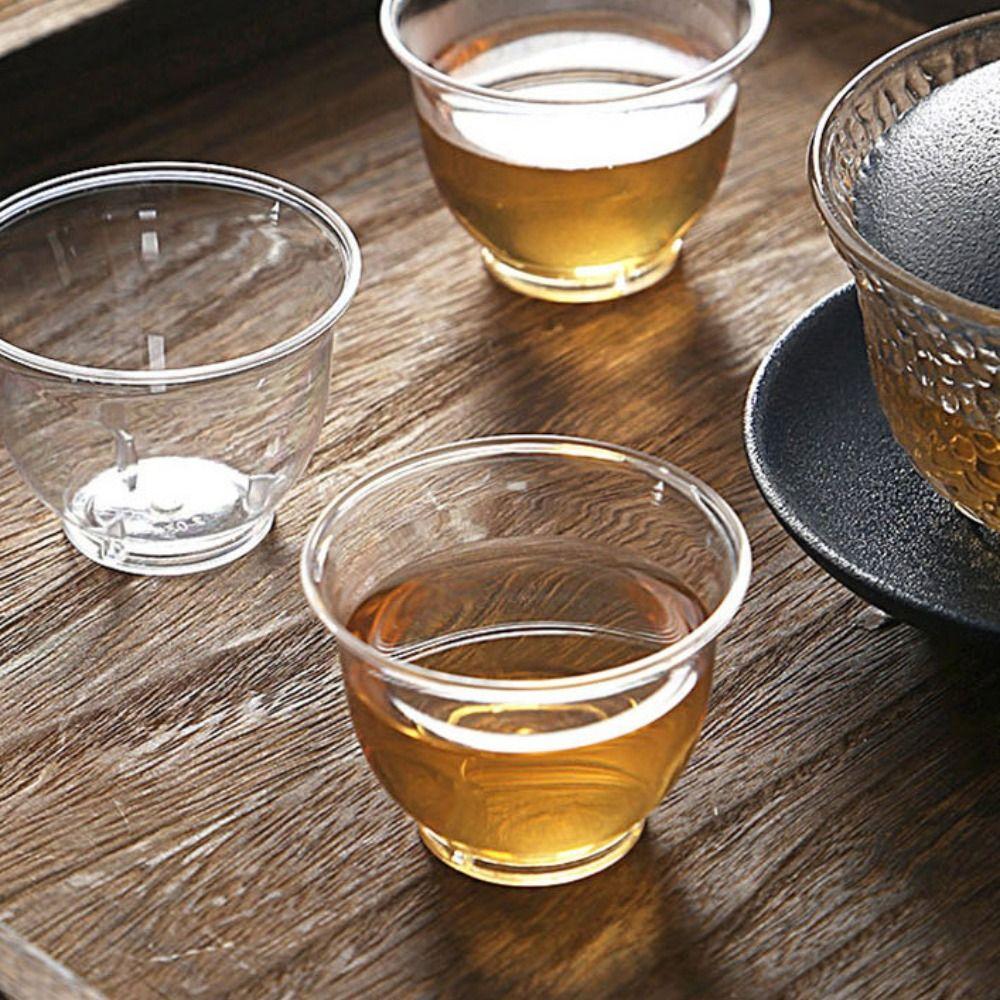 40pcs Disposable Shot Cup 60ml Kung Fu Tea Cup Mini Clear Plastic Tea Cup  Office