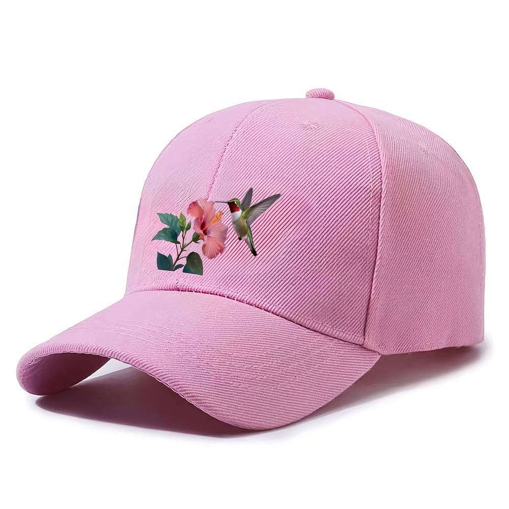 Hummingbird Hibiscus Baseball Cap Adjustable Adult Casual Graphic Cotton Blend Baseball Hat