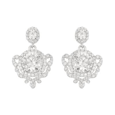 Moissanite Round Vintage Scroll Design Earring - 925 Sterling Silver