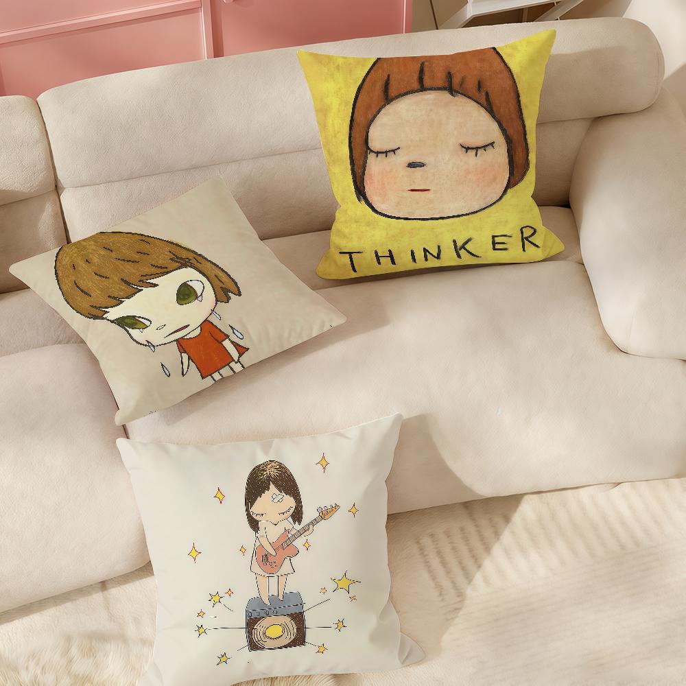 Art Y-Yoshitomo Nara Pillow Case Applicable Space For Guest Rooms Interiors Cars Office House Decoration