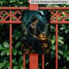 2D Flat Gothic Halloween Queen with Pumpkin and Bat Vintage Metal Sign‑8.0x12.0inch Aluminum Wall Art, Farmhouse Halloween Wall Decor, Pre‑Drilled