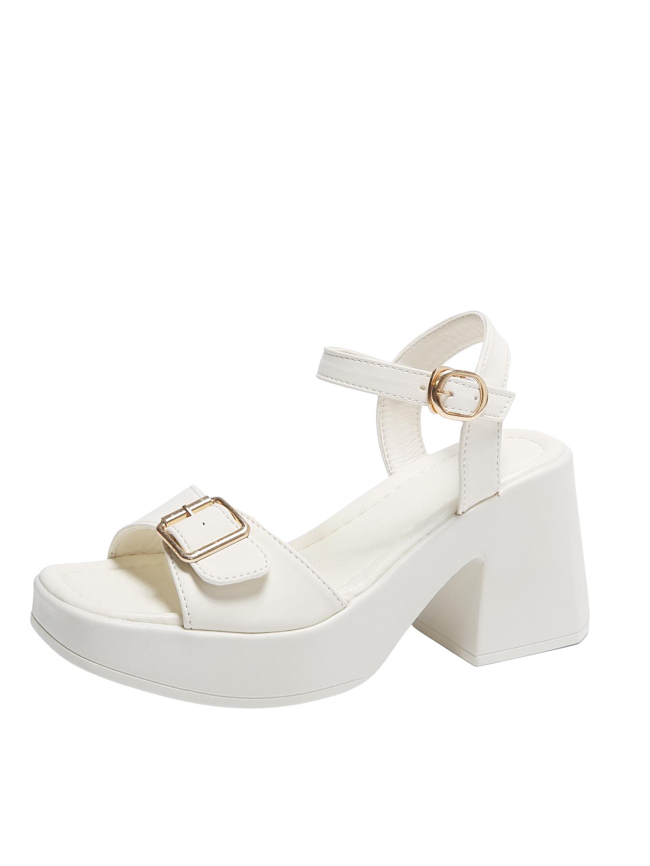 

Распродажа женской обуви 2024 года. Новые женские босоножки с пряжкой из одного слова. Летние женские босоножки с открытым носком и средним каблуком. Водонепроницаемые лаконичные повседневные босоножки для женщин. 35