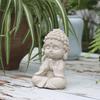 Mini Faux Sandstone Buddha Statue Small Zen Monk Praying Sculpture