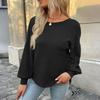 Women's Casual Fashion Long Sleeve Open Back Round Neck Top