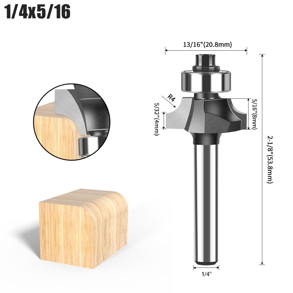 Round Corner Knife 6 Handle 5 Piece Set Tungsten Steel Alloy Woodworking Milling Cutter R Chamfering Trimming Machine Slotting Engraving Machine Blade