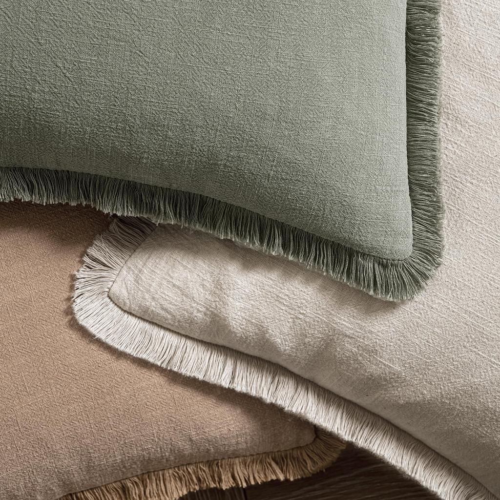 Decorative Linen Fringe Throw Pillow Cover Boho Farmhouse Cushion Cover with Tassels Soft Accent Pillowcase for Living Room Home