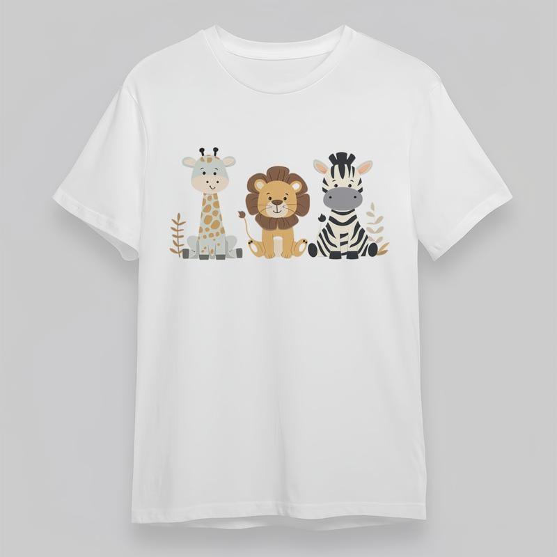 

Women s Plus Size Trend Classic T-Shirt Cartoon Safari Animal Graphic Cotton Tee 4XL